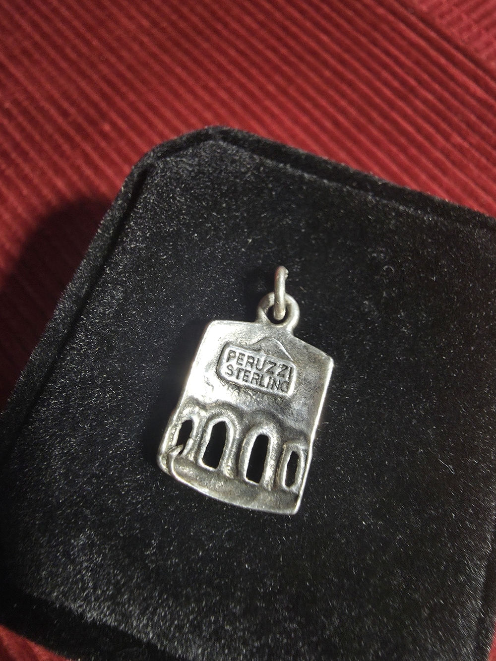 Peruzzi - Vintage Sterling Silver Pendant Charm - Architectural 925 Italy